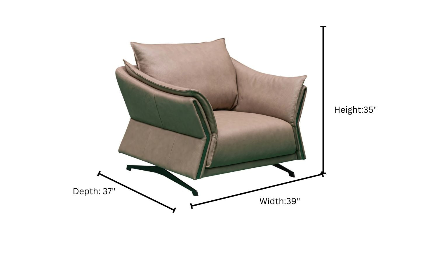 Klaussner Giada Leather Chair in Brown with Down Cushion