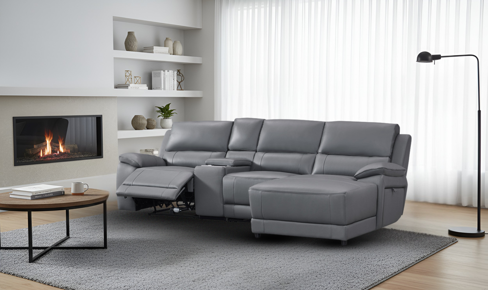 Gio Italia Hailey Adobe Leather Power Recliner Sofa in Gray-Jennifer furniture 