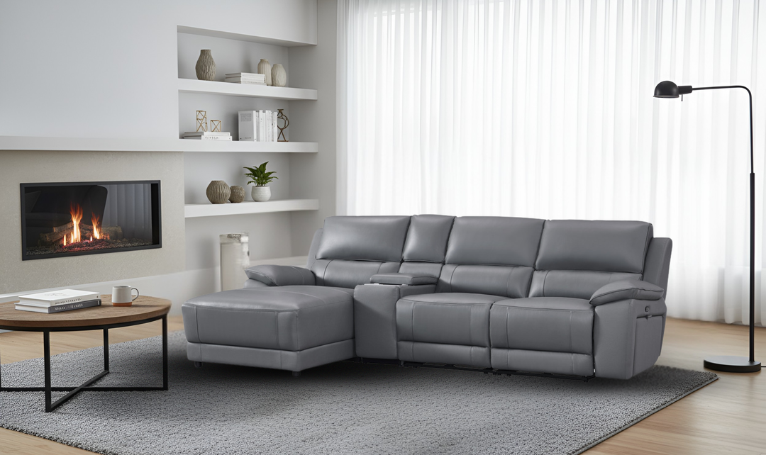 Gio Italia Hailey Adobe Leather Power Recliner Sofa in Gray-Jennifer furniture 