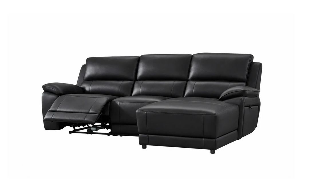Gio Italia Hailey Leather Power Recliner Sectional Sofa with Chaise