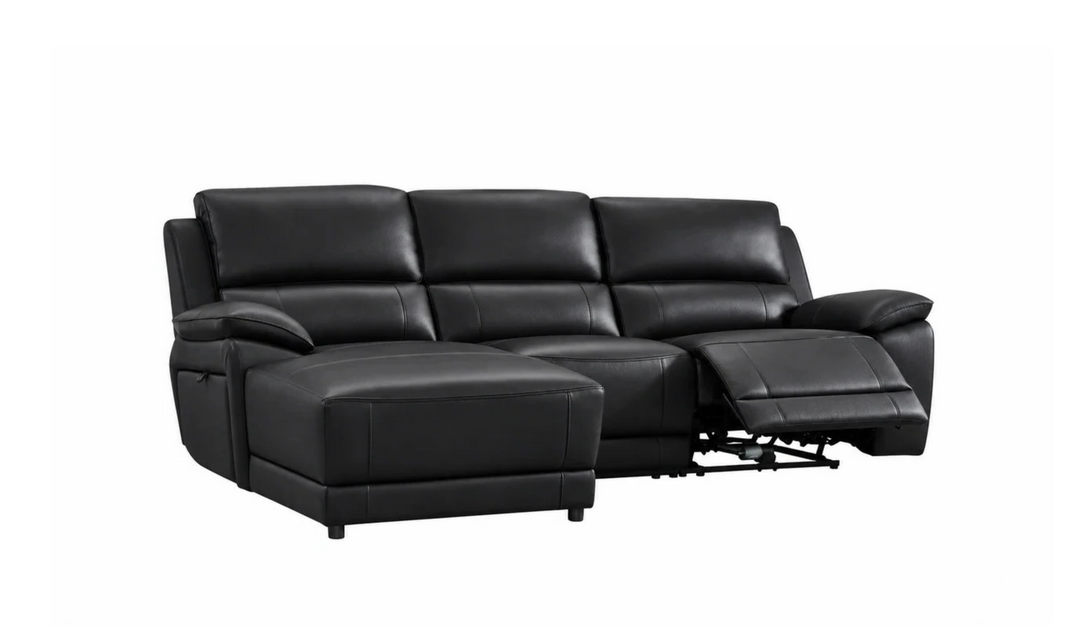 Gio Italia Hailey Leather Power Recliner Sectional Sofa with Chaise