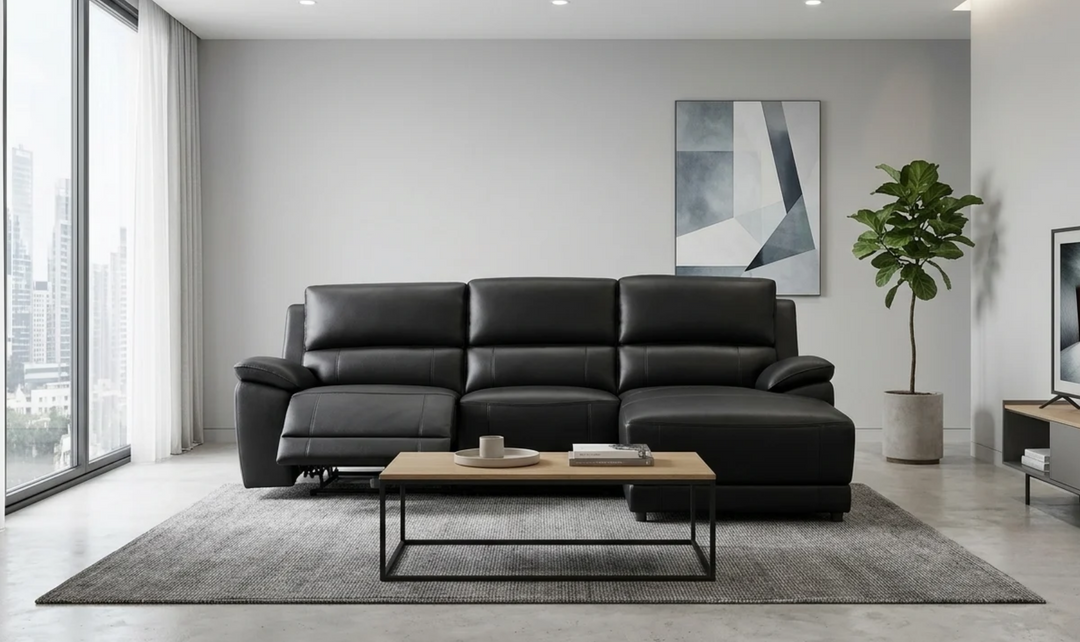 Gio Italia Hailey Leather Power Recliner Sectional Sofa with Chaise