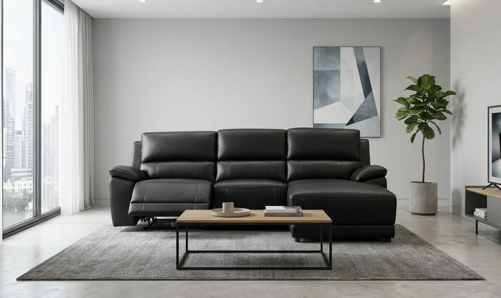 Gio Italia Hailey Leather Power Recliner Sectional Sofa with Chaise
