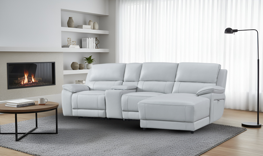 Gio Italia Hailey Adobe Leather Power Recliner Sofa in Gray-Jennifer furniture 