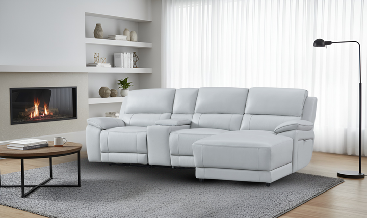 Gio Italia Hailey Adobe Leather Power Recliner Sofa in Gray-Jennifer furniture 