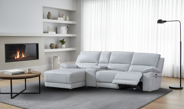 Gio Italia Hailey Adobe Leather Power Recliner Sofa in Gray-Jennifer furniture 