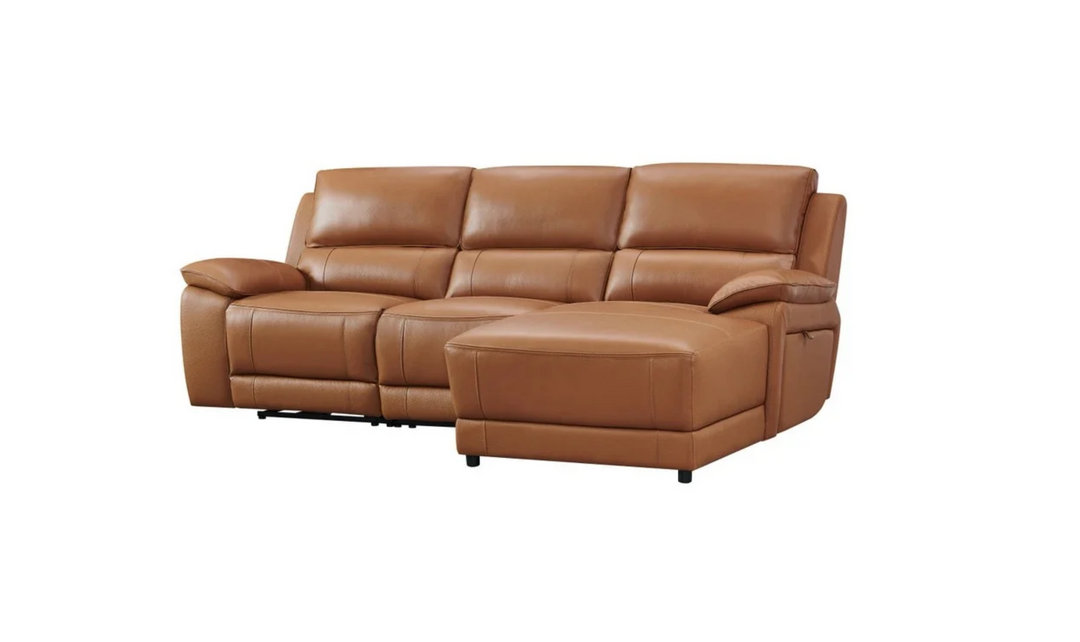 Gio Italia Hailey Leather Power Recliner Sectional Sofa with Chaise