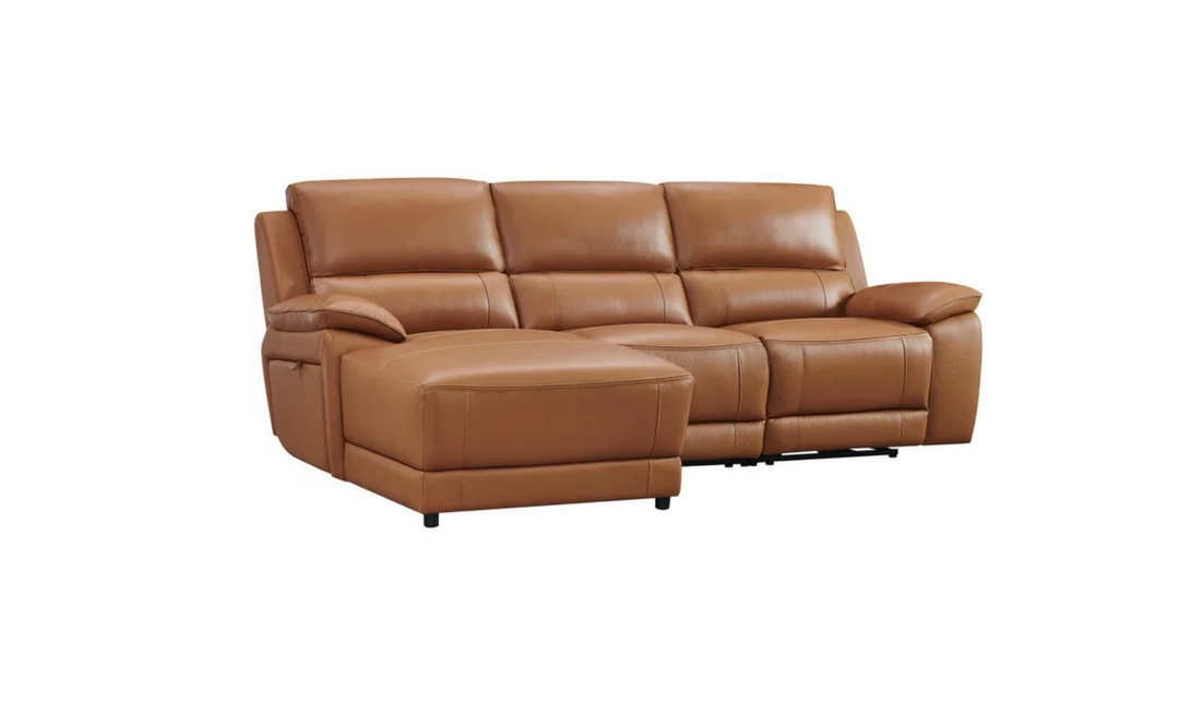 Gio Italia Hailey Leather Power Recliner Sectional Sofa with Chaise