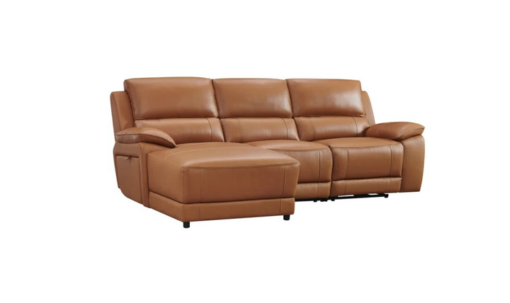 Gio Italia Hailey Leather Power Recliner Sectional Sofa with Chaise
