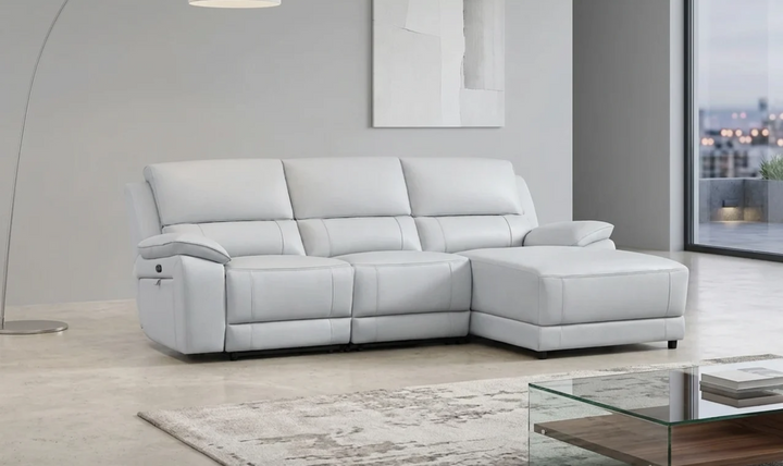 Gio Italia Hailey Leather Power Recliner Sectional Sofa with Chaise