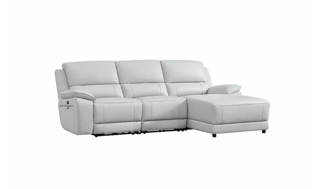 Gio Italia Hailey Leather Power Recliner Sectional Sofa with Chaise