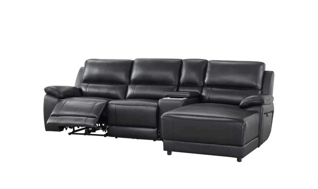 Gio Italia Hailey Leather Power Recliner Sectional Sofa with Chaise