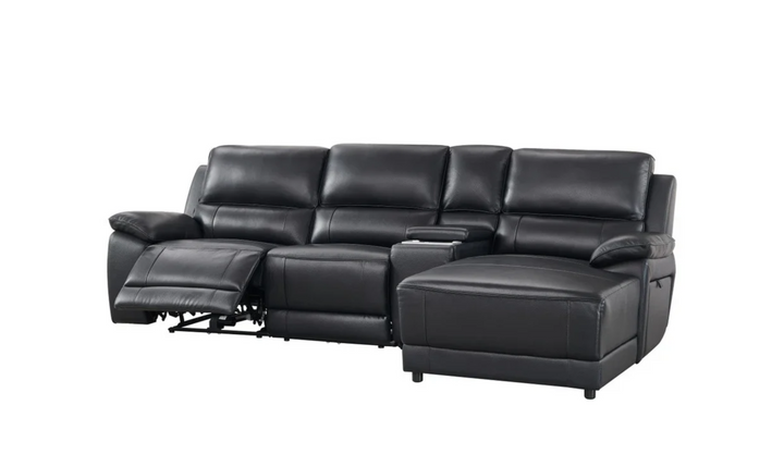 Gio Italia Hailey Leather Power Recliner Sectional Sofa with Chaise