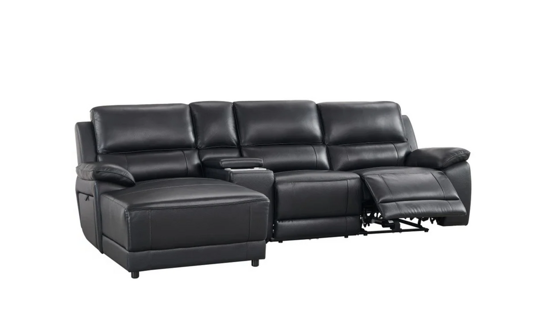 Gio Italia Hailey Leather Power Recliner Sectional Sofa with Chaise