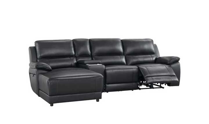 Gio Italia Hailey Leather Power Recliner Sectional Sofa with Chaise