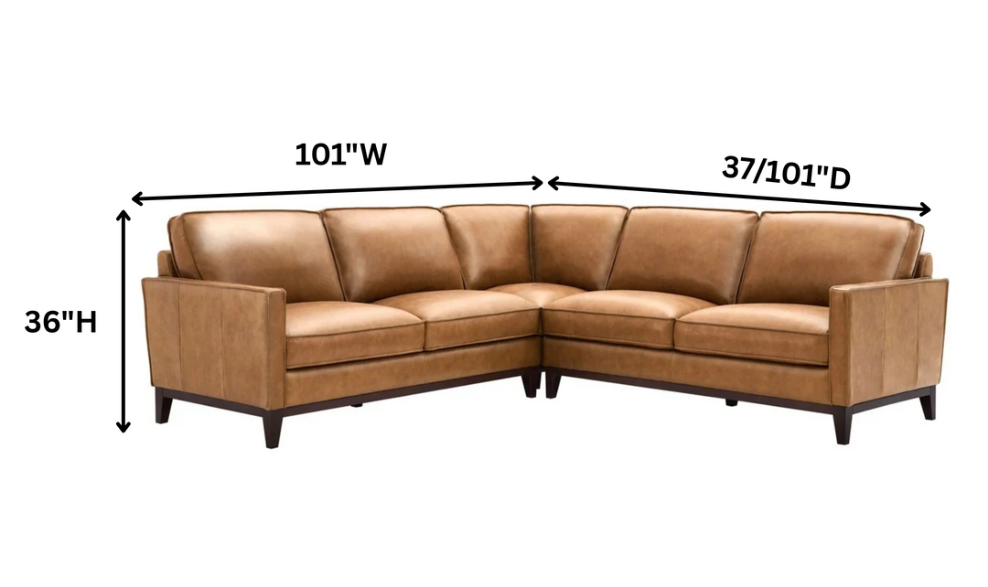 Gio Italia Harper 5-Seater L-Shaped Tan Leather Sectional Sofa