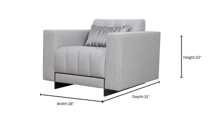 Klaussner Talento Gray Fabric Tufted Chair with Track Arms