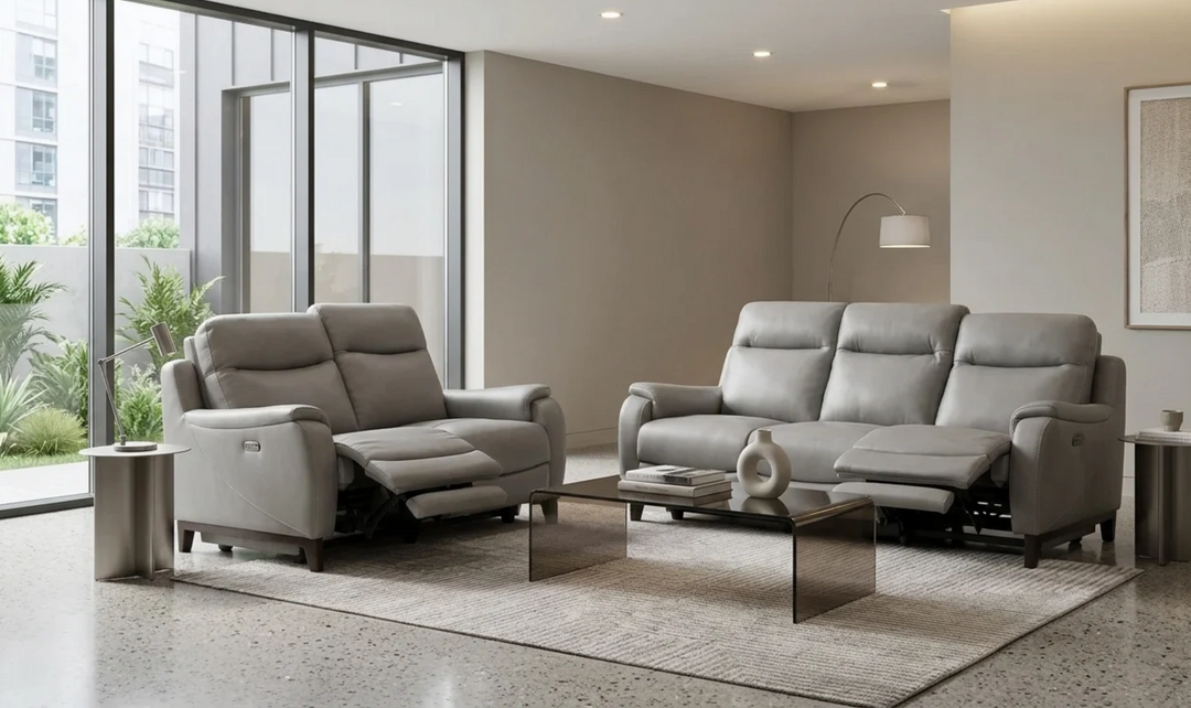 Gio Italia Leonard Dual Power Recliner Leather Living Room Set