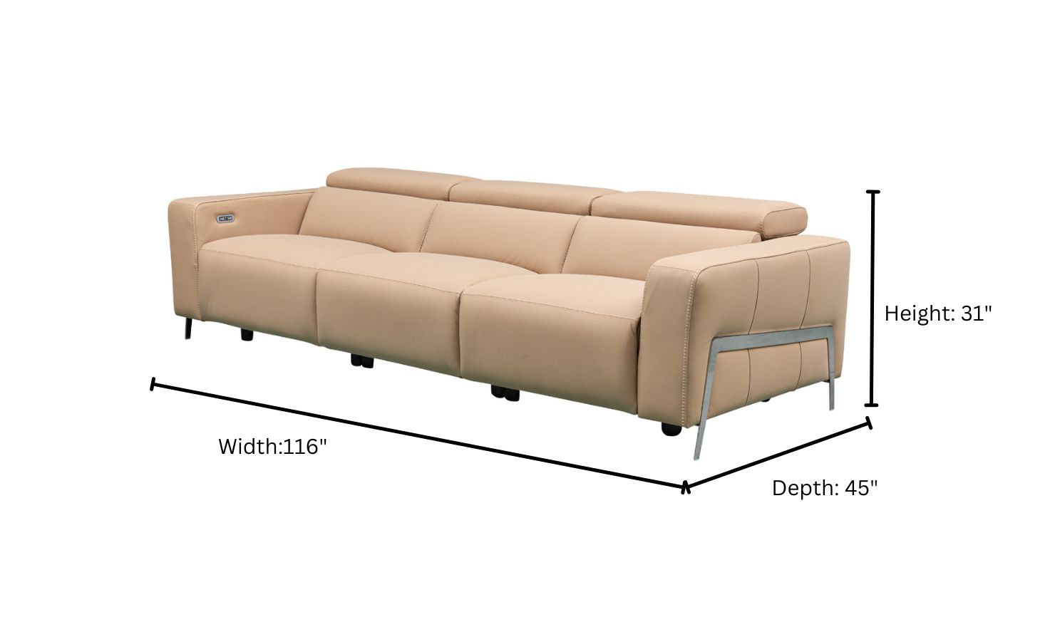 Klaussner Luca 3-Seater Leather Brown Power Reclining Sofa