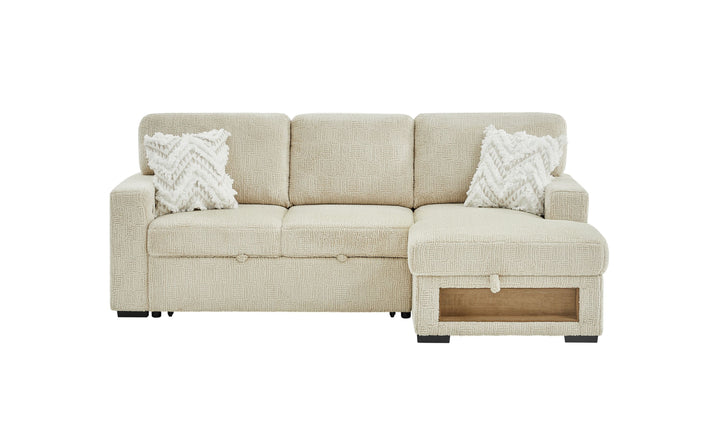 Global Furniture Aurora Ivory Pull-Out Sofa Bed with Storage Chaise