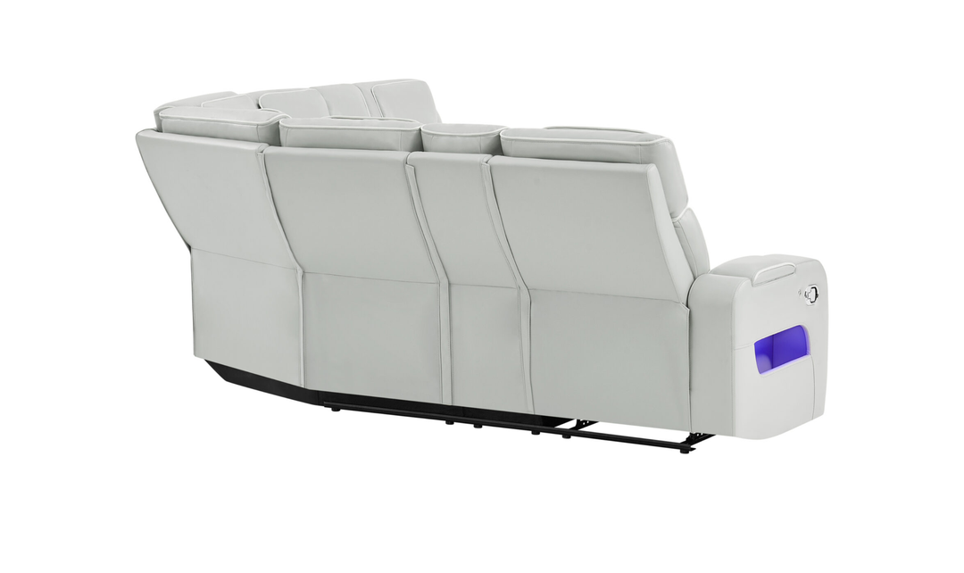 Global Furniture Blanche Silver Sectional Recliner Sofa With LED