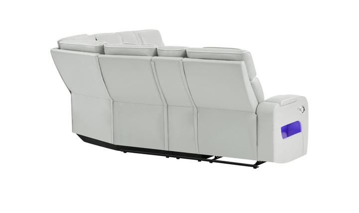 Global Furniture Blanche Silver Sectional Recliner Sofa With LED