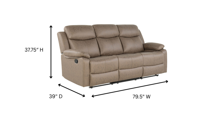 Global Furniture Cordell 3-Seater Dark Brown Fabric Recliner Sofa