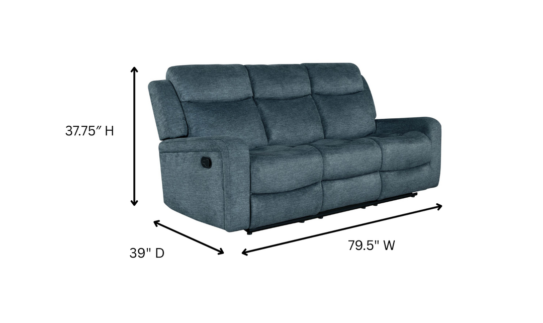 Global Furniture Cordell 3-Seater Dark Gray Fabric Recliner Sofa