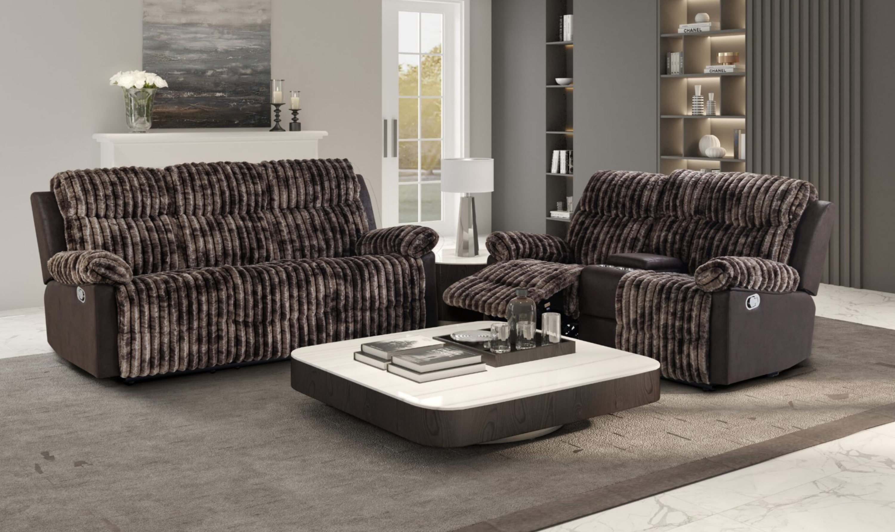 Global Furniture Sagewood Brown Recliner Living Room Set
