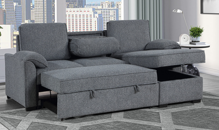 Global Furniture Dark Gray Reversible Sleeper Sofa-Jennifer Furniture