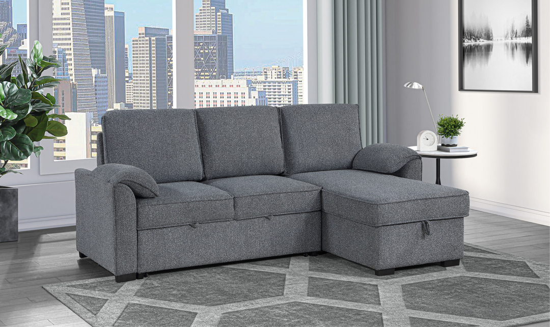 Global Furniture Dark Gray Reversible Sleeper Sofa-Jennifer Furniture