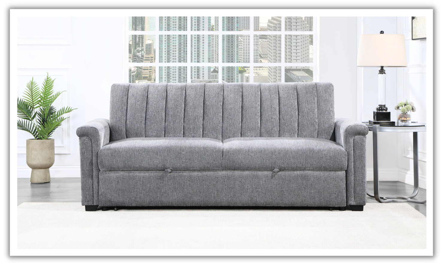 Global Furniture Dark Gray 2-Seater Fabric Sleeper Sofa-jennifer furniture