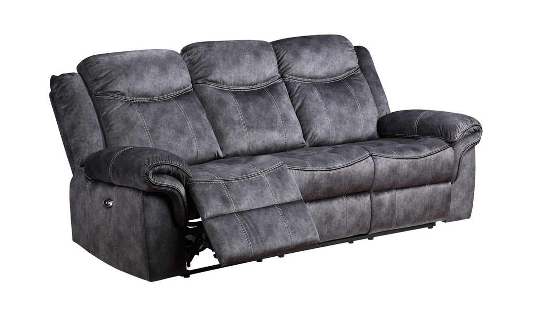 Global Furniture Domino 3-Seater Granite Fabric Recliner Sofa