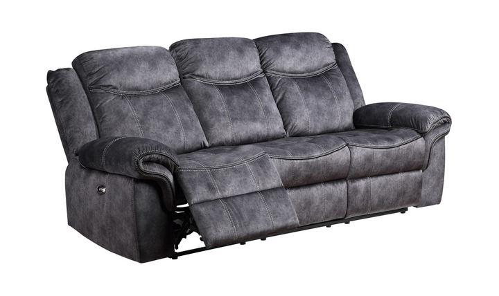 Global Furniture Domino 3-Seater Granite Fabric Recliner Sofa
