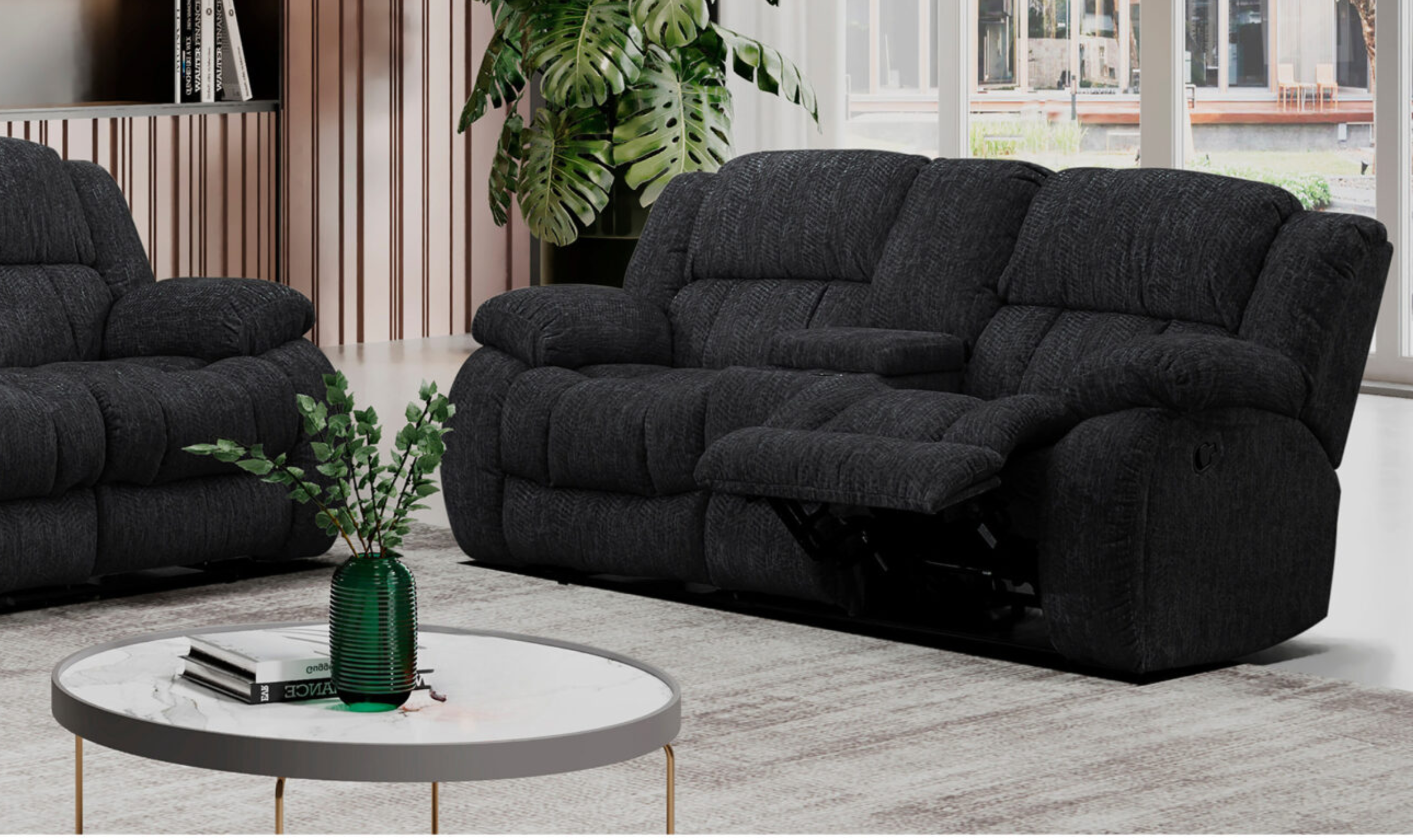 Global Furniture Ebony Recliner Fabric Living Room Set