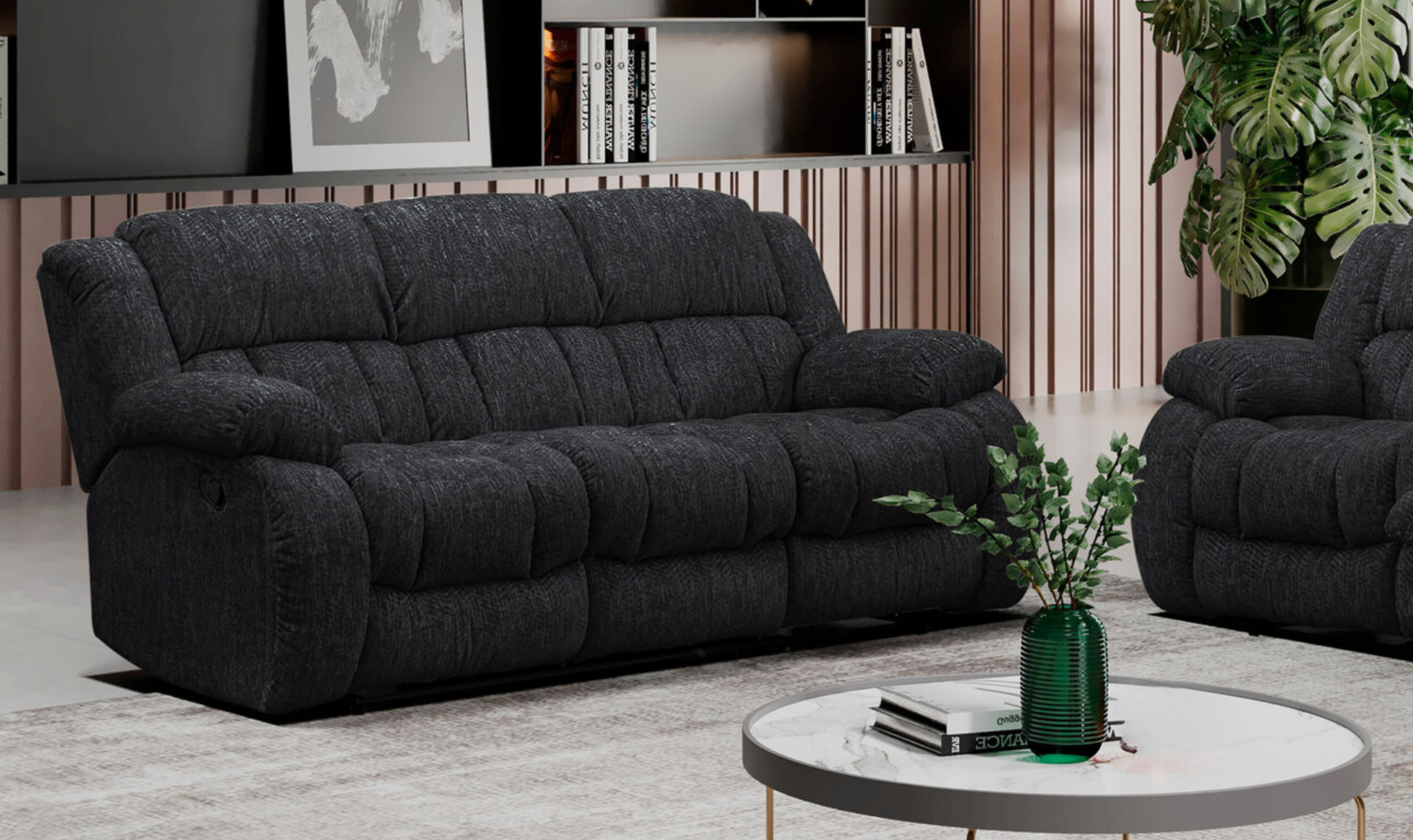 Global Furniture Ebony Recliner Fabric Living Room Set