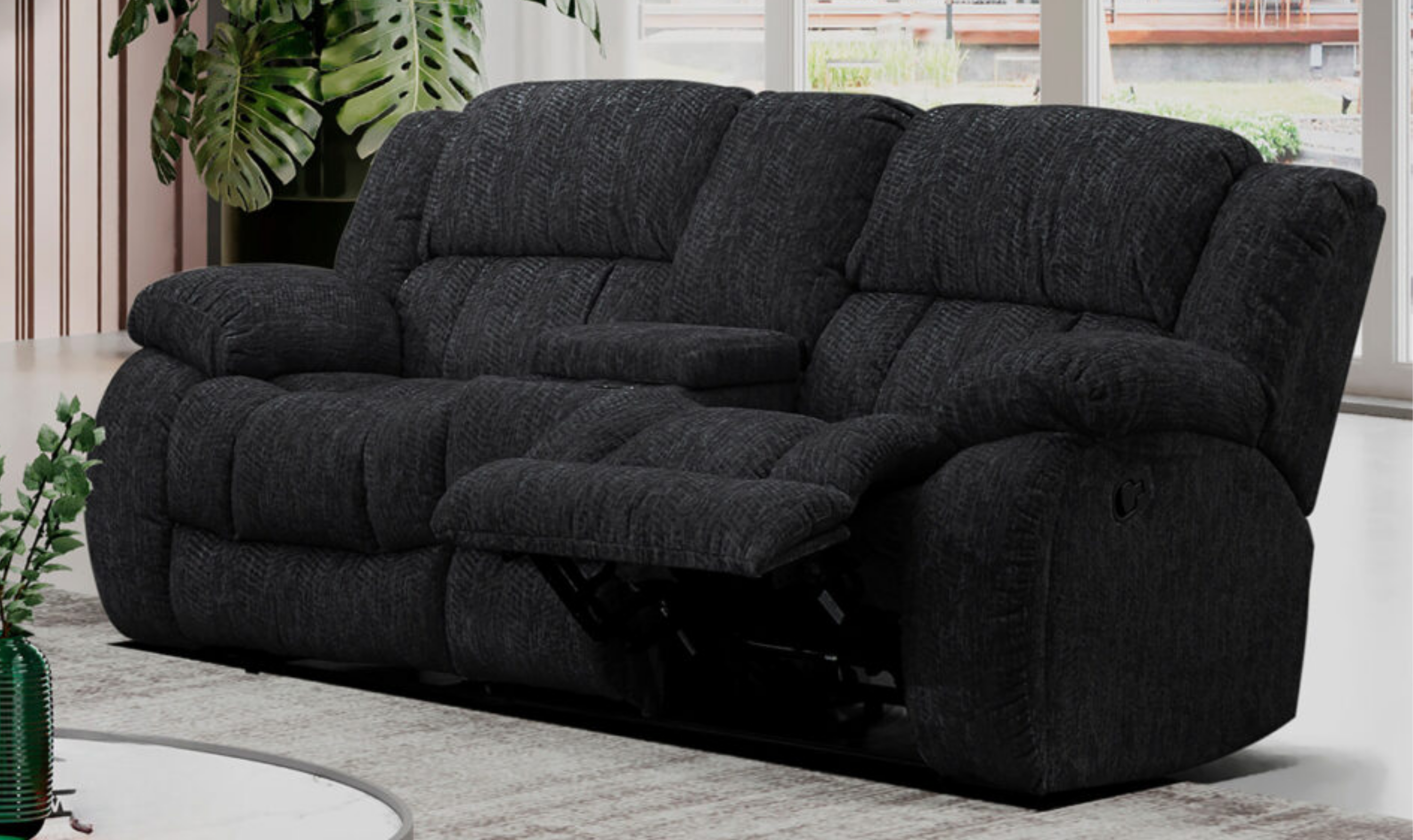 Global Furniture Ebony Recliner Fabric Living Room Set
