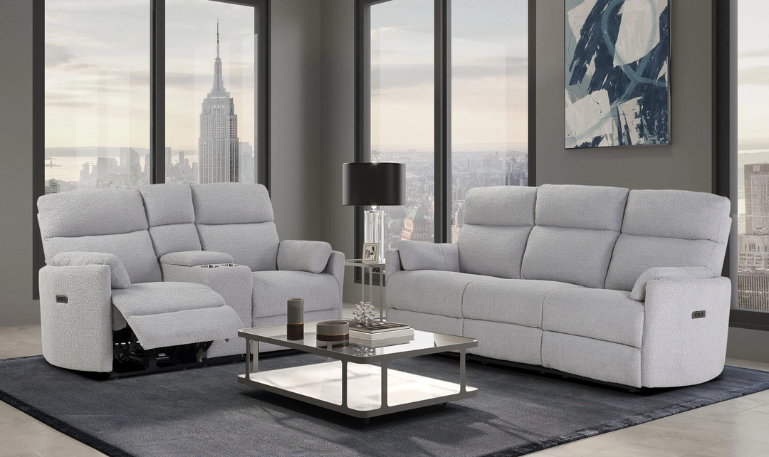 Global Furniture Fluffy Dolphin 3 Seater Fabric Power Recliner Sofa