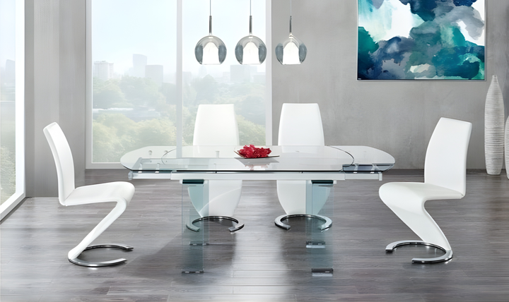Global Furniture Giacinta 4-Seater Contemporary Glass Dining Room Set-jennifer furniture
