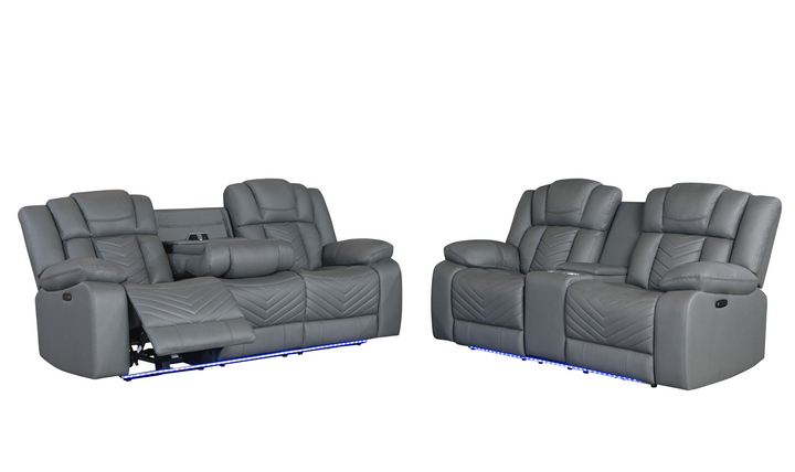 Global Furniture Gray 3-Seater Fabric Power Reclining Sofa