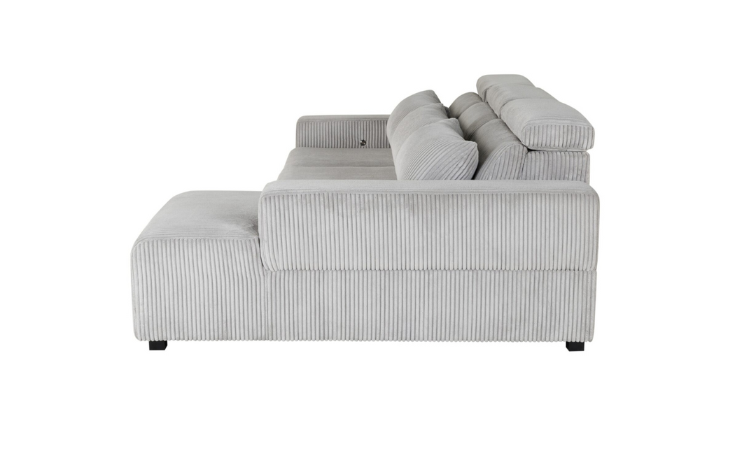 Global Furniture Gray 3-Seater Power Fabric Sectional Recliner Sofa