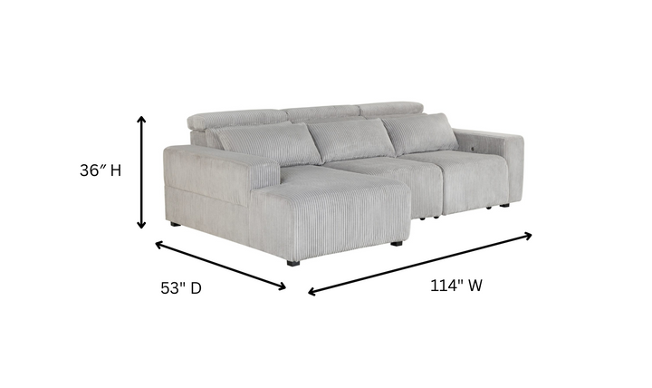 Global Furniture Gray 3-Seater Power Fabric Sectional Recliner Sofa