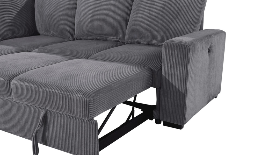 Global Furniture Gray 5-Seater Fabric Modular Sectional Sleeper Sofa-Jennifer Furniture