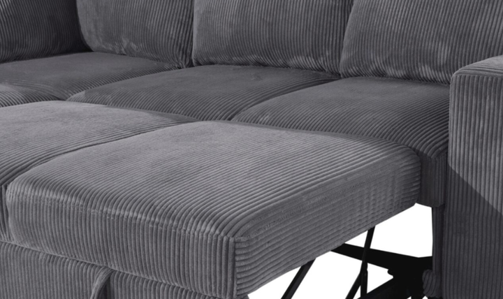 Global Furniture Gray 5-Seater Fabric Modular Sectional Sleeper Sofa-Jennifer Furniture