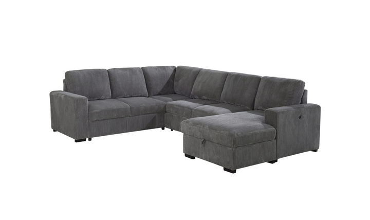 Global Furniture Gray 5-Seater Fabric Sectional Sleeper Sofa