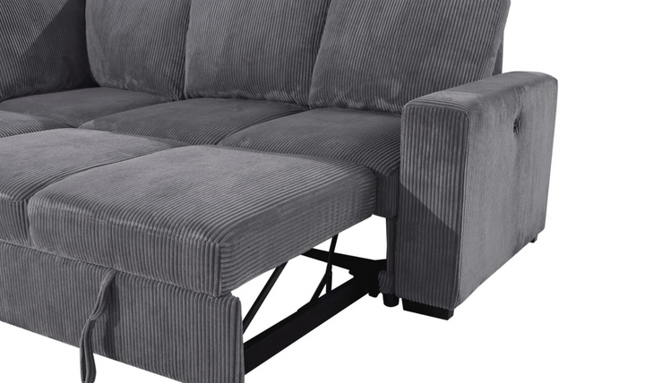 Global Furniture Gray 5-Seater Fabric Sectional Sleeper Sofa