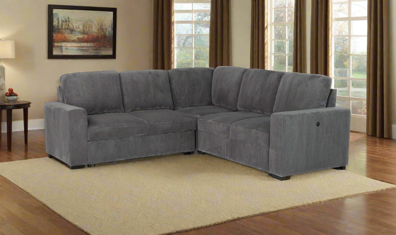 Global Furniture Gray Fabric 4-Seater Sectional Sofa