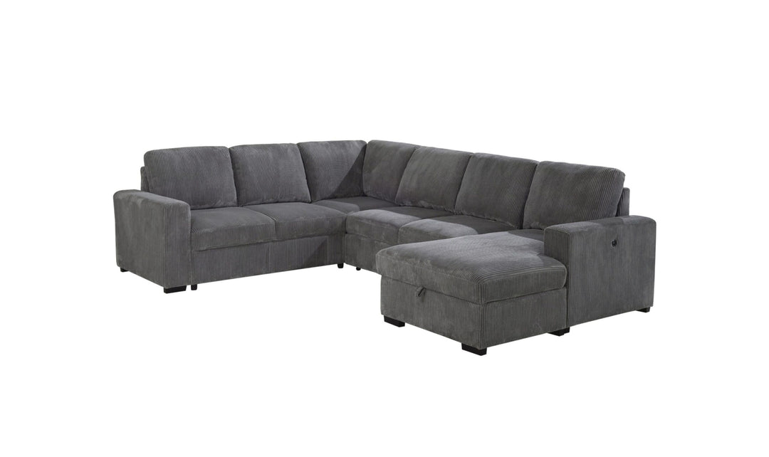 Global Furniture Gray Sectional Pull-Out Sofa Bed-Jennifer Furniture