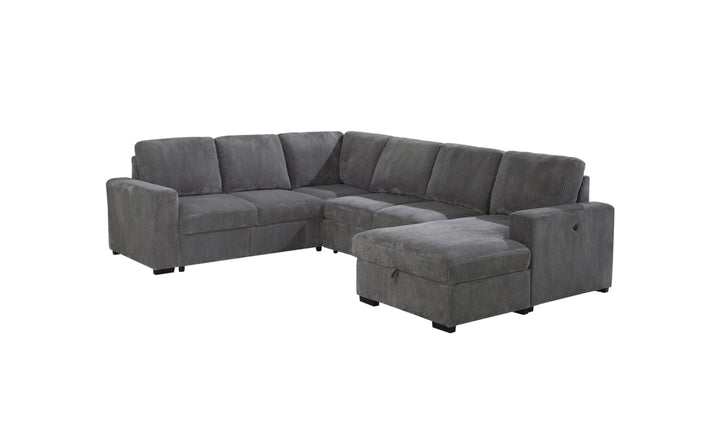 Global Furniture Gray Sectional Pull-Out Sofa Bed-Jennifer Furniture