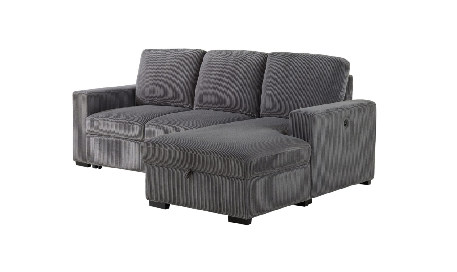 Global Furniture Grey L-Shape Fabric Sectional Sofa with Storage Chaise-jennifer furniture